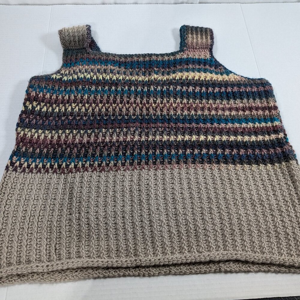 Handmade Gorgeous Rainbow Tank Sweater size Large Knit